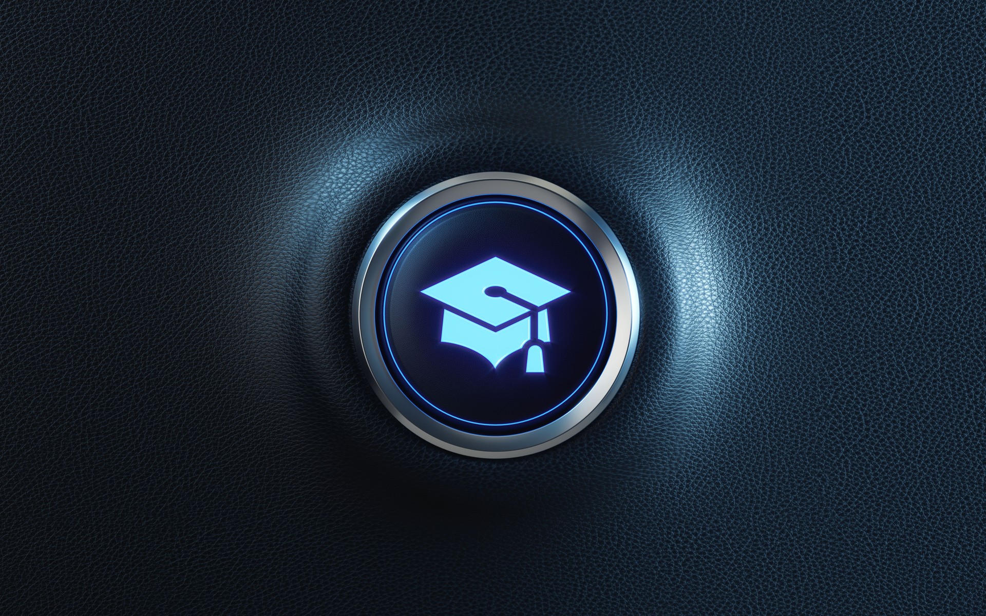 Car Start Button with Mortarboard Icon on Dashboard